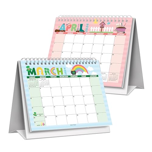 Hadley Designs Doodle Small Desk Calendar 2024 Standing Flip Small