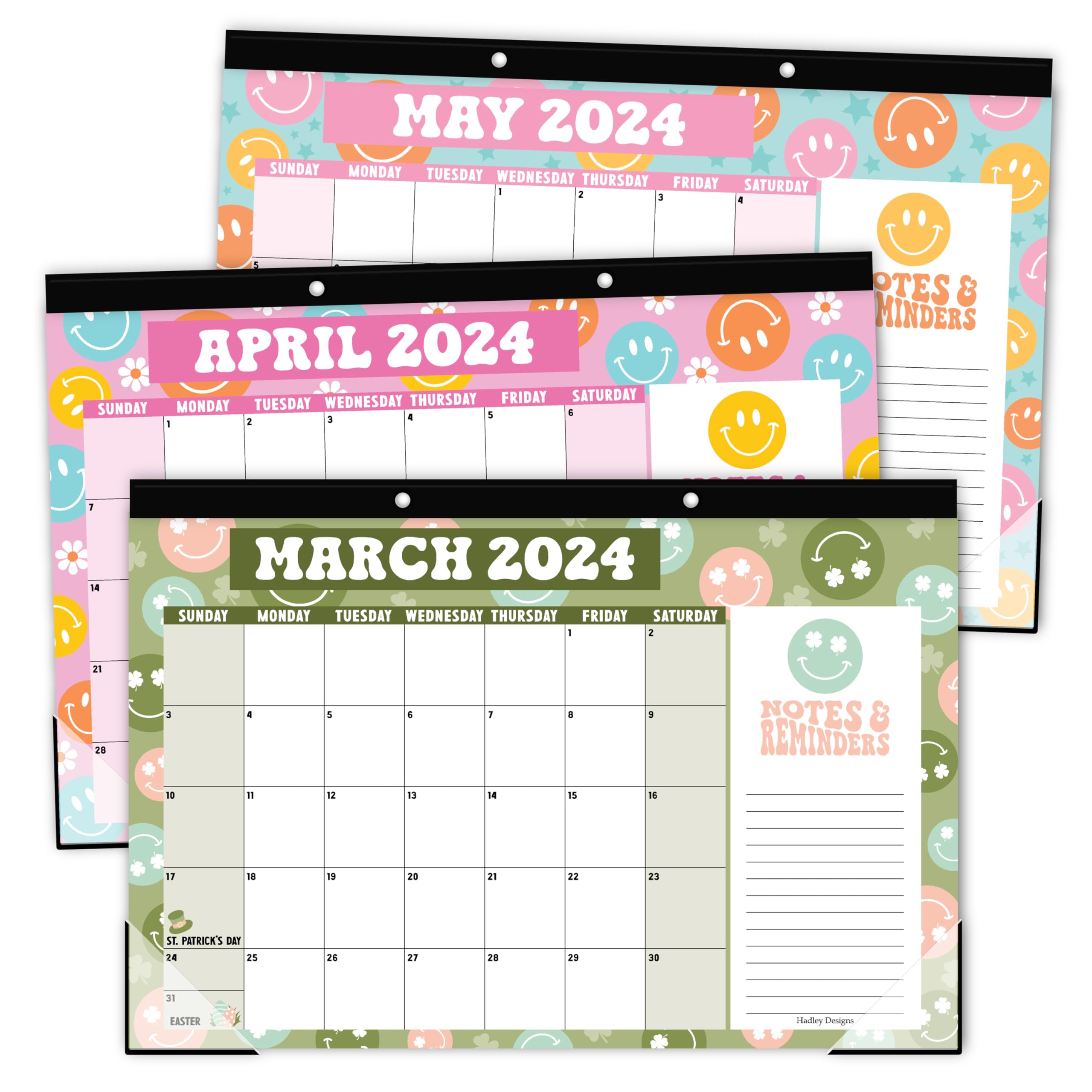 Hadley Designs Retro Large Desk Calendar 20242025 Desk Calender 2024 Monthly, Desk Planner